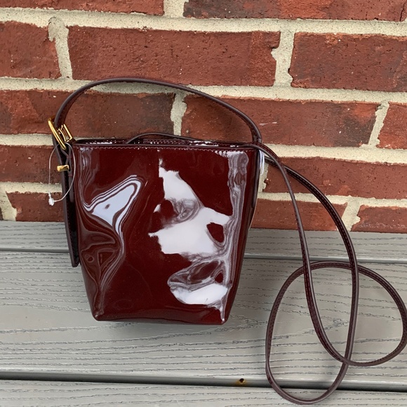 Madewell Handbags - Madewell Mini Bucket Bag Burgundy Patent